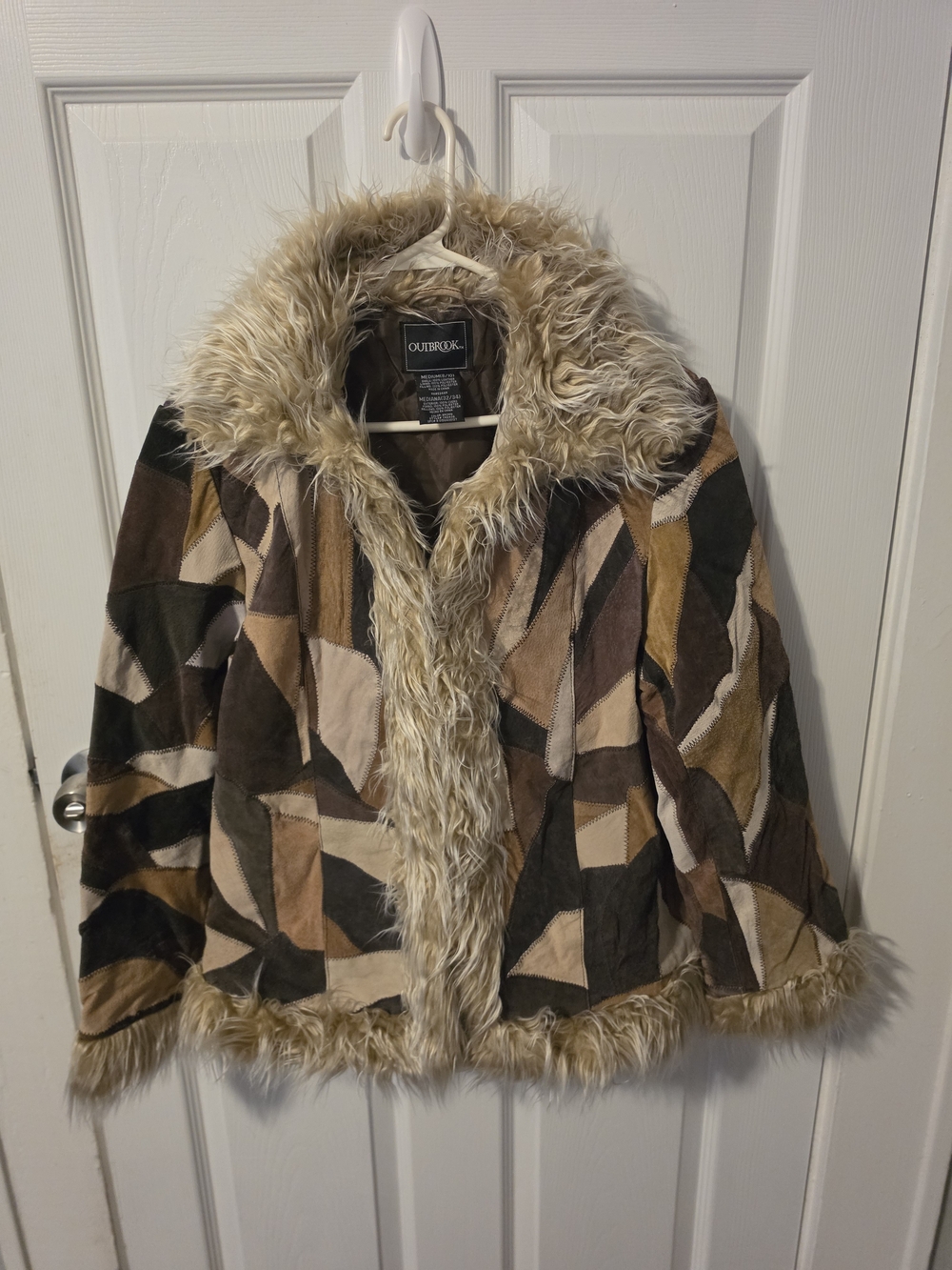 Vintage Outbrook Earth Tone Patchwork Leather "Penny Lane" Coat